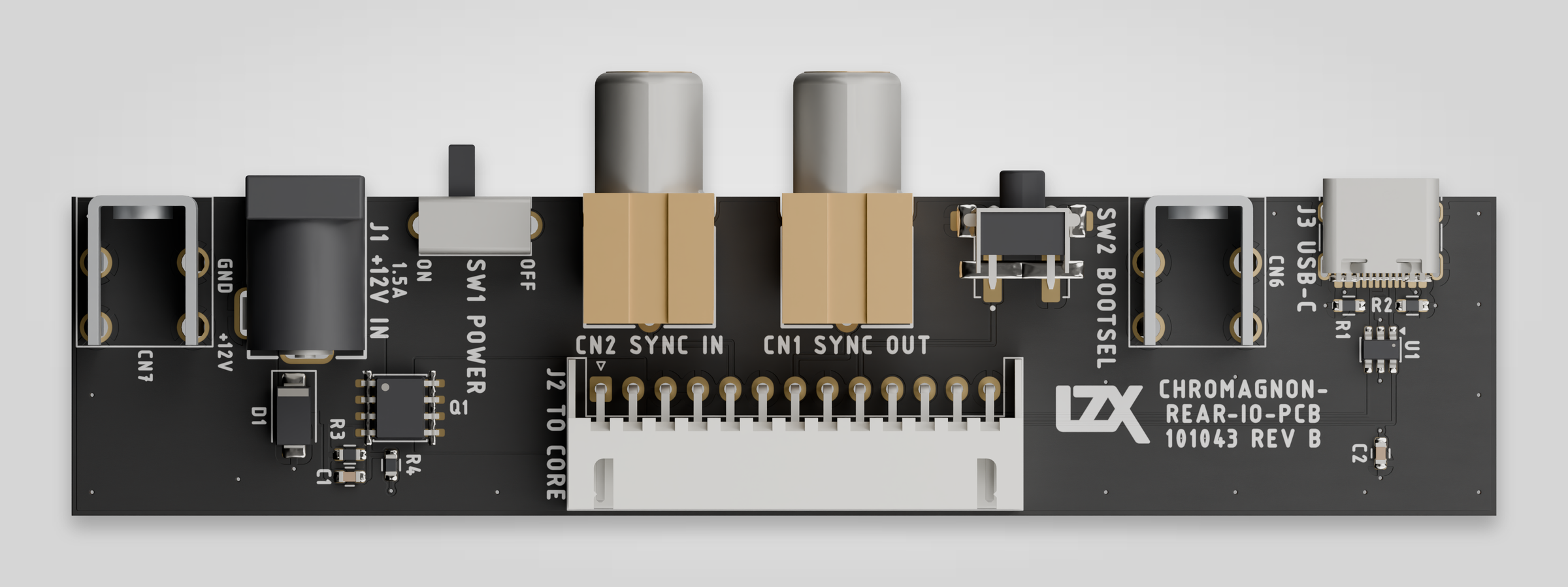 Chromagnon rear IO board RevB, top side