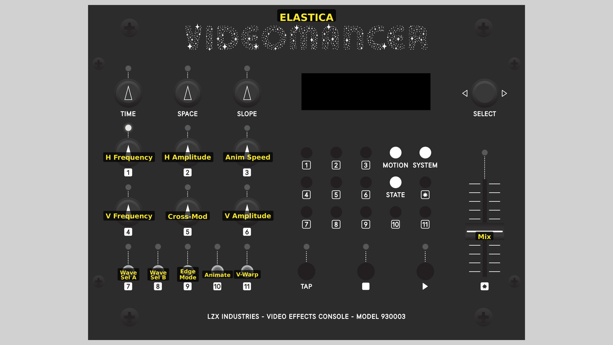 Videomancer front panel with Elastica loaded