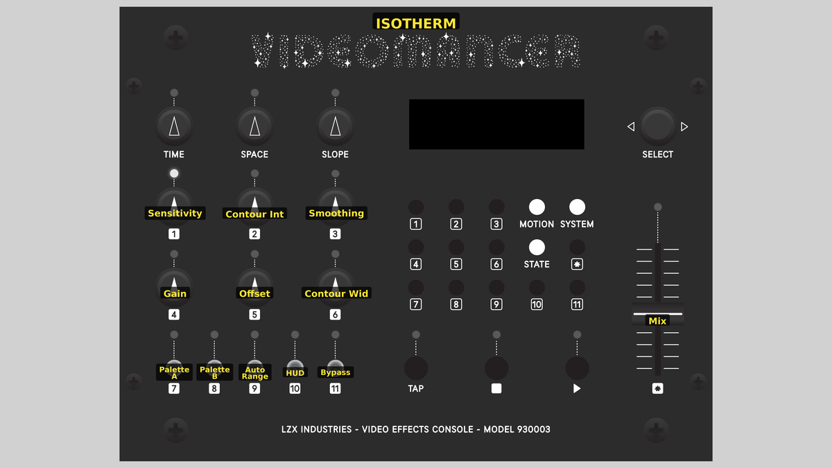 Videomancer front panel with Isotherm loaded