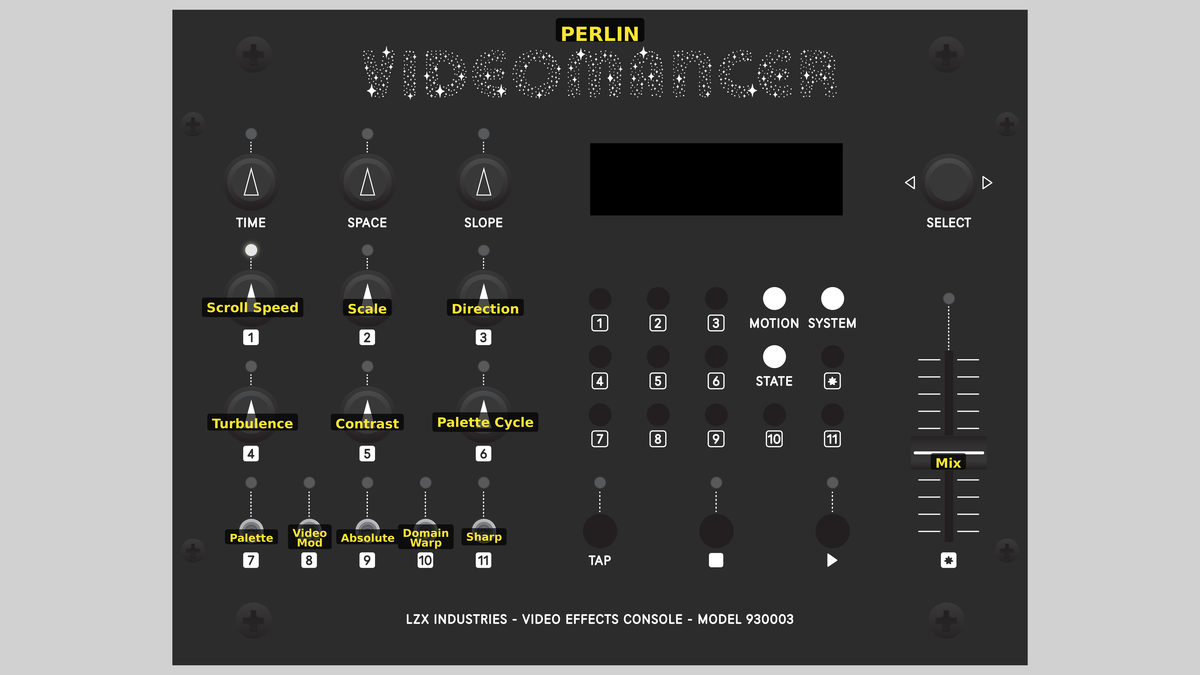 Videomancer front panel with Perlin loaded